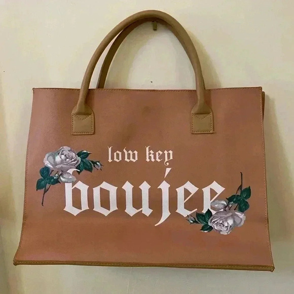 LA TC LOW KEY BOUJEE TOTE BAG TAN VEGAN LEATHER - Picture 1 of 7